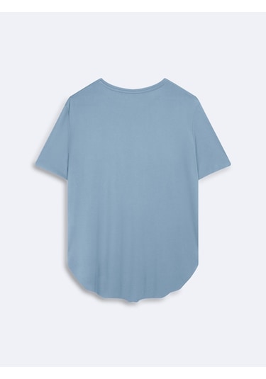 Ltb Bisiklet Yaka Relaxed Fit Mavi T-shırt Mid Indigo
