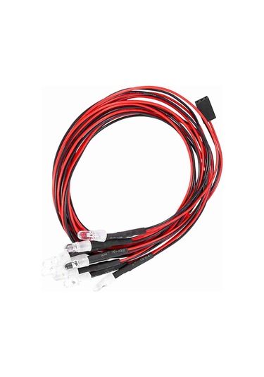 Geekyou 1/10 Rc Araba İçin 8'li Led Aydınlatma Seti - 4 Beyaz + 4 Kırmızı Işık, Alıcıdan Direk Besleme, Dayanıklı Ve Cool Görünüm