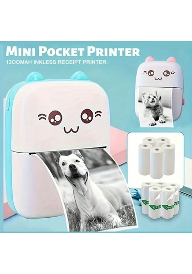 Taşınabilir Yazıcı, Mini Cep Kablosuz Termal Yazıcı Android İos Akıllı Telefonlar İçin Uygun, Bt Mürekkepsiz Baskı, Etiketler, Fişler, Fotoğraflar, Notlar, Öğrenme 5284 01
