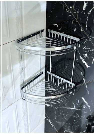 İsaoğlu Yapı Banyo Şampuanlık Pirinç Malzeme Paslanmaz İkili Şampuanlık Gri