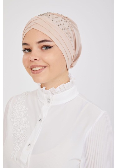 İncili Üç Çapraz Geçmeli Bone Sdıucb1001 Pudra