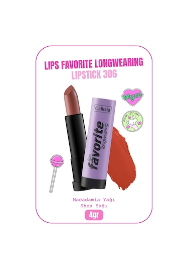 Callista Lips Favorite Longwearing Lipstick Kalıcı Ruj 306 Here Kitty Kitty