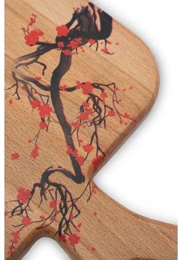 Yekpare Masif Ahşap Sunum Kesme Tahtası Desenli Kayın Medium 13