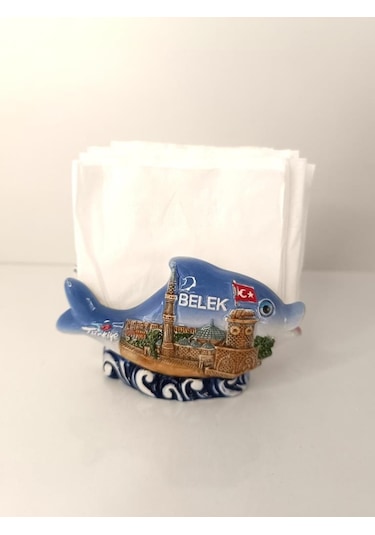 Peçetelik Seramik Yunus Balık Antalya Görsel Turistik Bayrak Dekoratif Ev Mutfak Masa