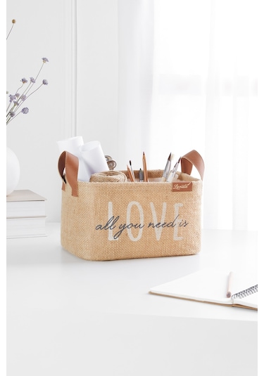 Ocean Home Textile Love Jüt Sepet 24 x 17 x 14 cm