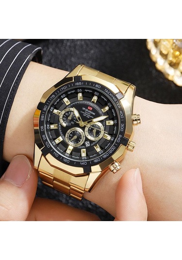 Siyah Va Va Voom Kuvars Kol Saatleri Moda Erkek Izle İş Tarzı Paslanmaz Çelik Kayış Takvim Kadran Kuvars Hareketi Kol Saati