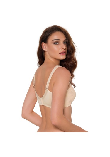 Pamuklu Dantel Detaylı Ten Rengi Cepli Protez Sütyen Bej