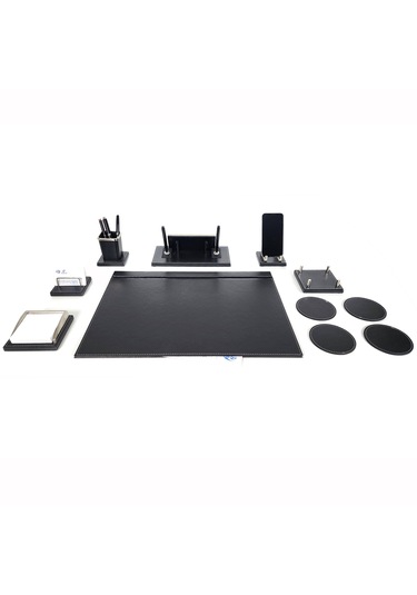 Prozenis Aksu Krom Detaylı İsimlikli Sümen Takımı Lüks Ofis Seti