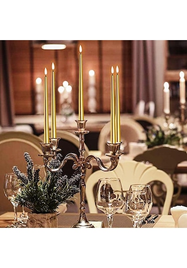 10 ADET GOLD CANDLESTICK GOLD ŞAMDAN MUMU SARI MUM PARLAK GOLD ŞAMDAN MUMU MASA MUMU KALIN UZUN MUM