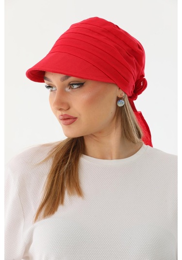 Safari Bağlamalı Kırmızı Siperli Bandana Vizör Kırmızı