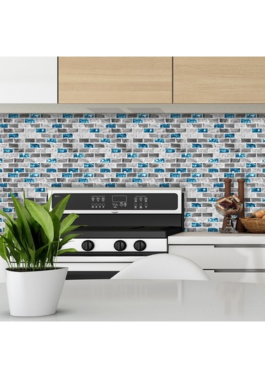 Qingmipy Suya Dayanıklı 3b Mermer Duvar Kağıdı - Mutfak Dekoru İçin Yapışkanlı Duvar Sticker Çok Renkli