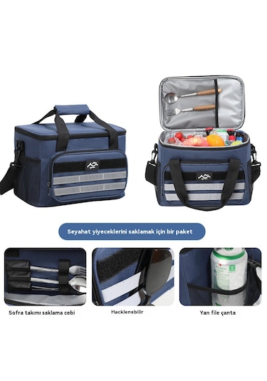 Büyük Kapasiteli Taze Tutma Piknik Sıcak Çantası-lacivert