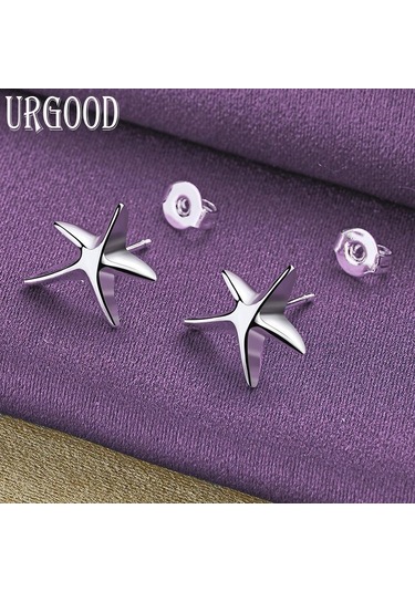 925 Ayar Gümüş Denizyıldızı Küpe Hediye Moda Takı