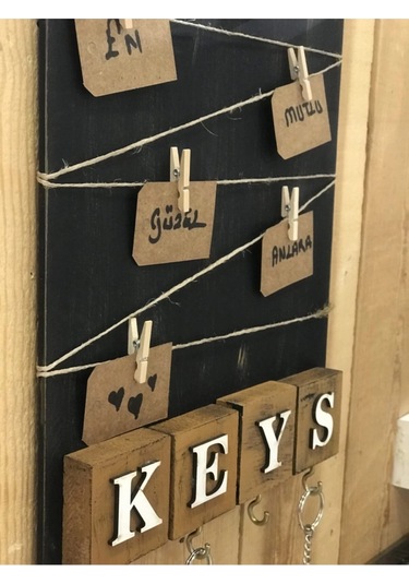 Dekoratif Home Keys Ahşap Resimlik Ve Notluk Kahverengi
