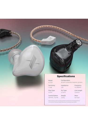 Willowhaven Kz Edx Kulaklık, 3.5mm, Değiştirilebilir Kablolu, 1dd Sürücü, Kaliteli Ses, Beyaz, Mikrosuz, Siyah İsteğe Bağlı Edx