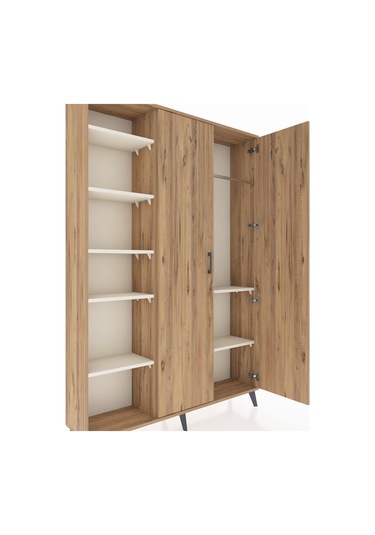 Arges Dolap 7 Raflı 2 Kapaklı Tek Askılı 132x30x195 Çam-çam/a... Çam