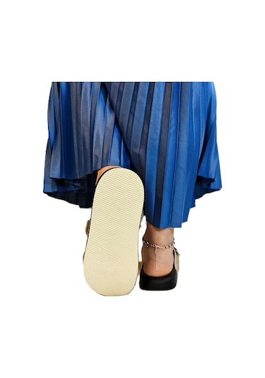 Pierre Cardin 7410 Krem Çift Tokalı Yumuşak Taban Rahat Terlik Krem Beyaz Krem - Beyaz