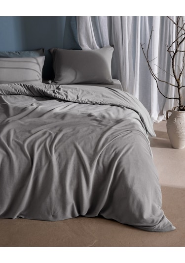 Marly Tek Kişilik %100 Pamuk Penye Lastikli Nevresim Takımı - Gri 8684427198940 Gri