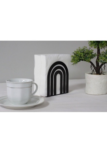 Metal Masa Üstü Sofra Dekoratif Siyah Peçetelik Siyah