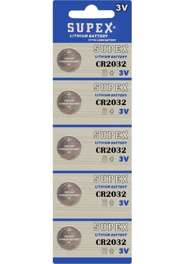 Supex CR2032 Lityum Düğme Pil 5'li