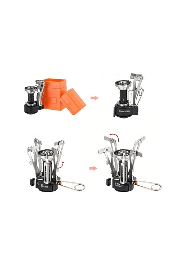 Ximistore9 Kamp Stovu Mini Taşınabilir, Elektrikli Alevle Kombine, Paslanmaz Çelik Ve Alüminyum Alaşımlı, Siyah Siyah