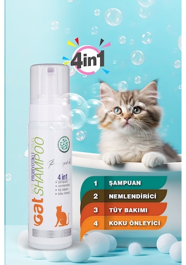 Vetorin 4 in1 Kedi Şampuanı Koku Önleyici Nemlendirici Doğal Tüy Bakımı Koku Giderici 200 ML