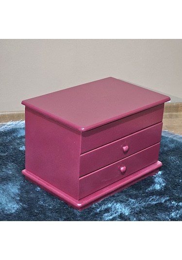 Aynalı 2 Çekmeceli Bölmeli Dekoratif Takı Saat Kutusu