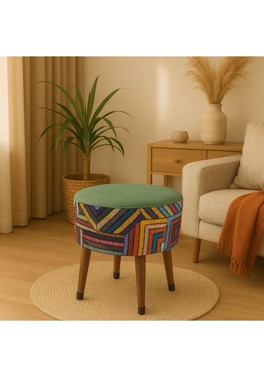Puf Koltuk Tabure - Etna Gökkuşağı Yeşil Fıstık Yeşili