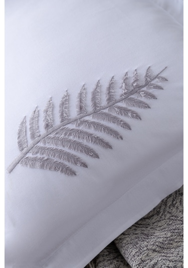 Apricitas Home Foglia Gray Çift Kişilik %100 Pamuk Nevresim Takımlı Battaniye Ve Yatak Örtüsü Seti Gri