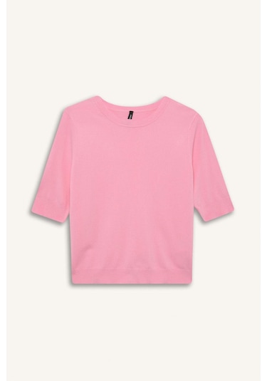 DeFacto Regular Fit Bisiklet Yaka Basic Düz Kısa Kollu Triko Kazak D6272AX25SMPN82 Pembe DeFacto Regular Fit Bisiklet Yaka Basic Düz Kısa Kollu Triko Kazak D6272AX25SMPN82 Pembe