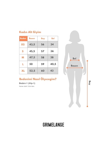 GRIMELANGE Thalıtha Kadın Saten Görünümlü Kumaş Beli Lastikli Örme Gri Etek Gri