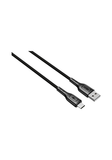 Knit 2A Çıkış Usb-A To Type-C Şarj Ve Data Aktarım Kablosu Örgü Tasarım 1 Metre Siyah