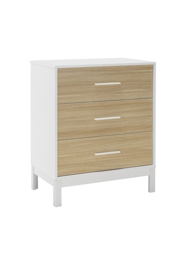 London 3 Çekmeceli Şifonyer-meşe-beyaz 73x88x45 Cm Gxyxd