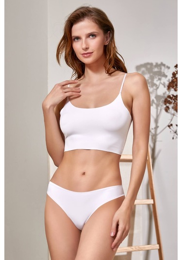 Berrak 5'li Lazer Kesim Kadın Bikini Külot Beyaz