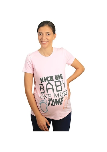 Mummy's Baby Hamile Tişört Kick Me Baby Pembe 8287