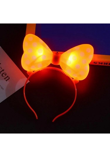 1 Adet Işıklı Taç Head Band Turuncu Minnie Mouse Işıklı Taç Turuncu Miki Taç Turuncu Şenlik Işıkları Turuncu