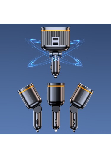 Kangvka Siyah Araç Şarj Aleti 12-24v, Pd45w Hızlı Şarj, İki Usb-c Ve İki Usb Portu, Led Voltaj Göstergesi, Çoklu Güvenlik Koruması