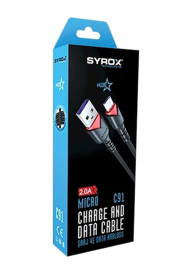 Syrox C91 2.0A Micro Şarj Data Kablosu