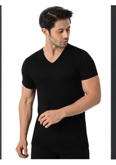 Erkek Bambu V Yaka Kısa Kollu Fanila 9'lu Paket