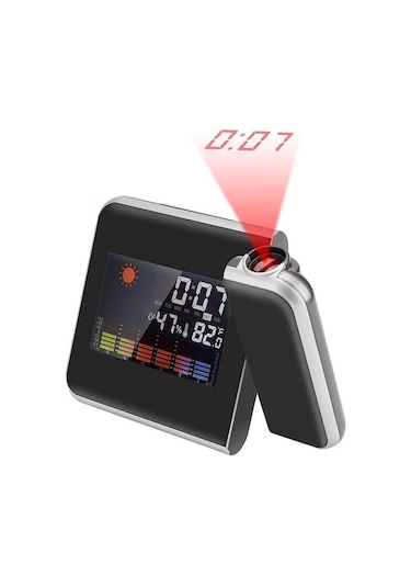 UpWay Projektörlü LCD Ekranlı Yansıtmalı Tarih Dijital Masa Saati