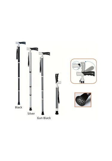 Ronglight Siyah Katlanır Alüminyum Alaşım Yürüyüş Bastonu