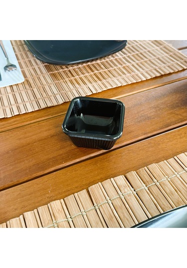 Alezy 528 Göreme Melamin Termostar Kare Sosluk 7 Cm Siyah