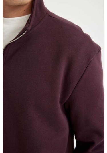 DeFacto Comfort Regular Fit Rahat Kalıp Fermuarlı Dik Yaka Basic Düz Sweatshirt X7405AZ24AUBR150 DeFacto Comfort Regular Fit Rahat Kalıp Fermuarlı Dik Yaka Basic Düz Sweatshirt X7405AZ24AUBR150