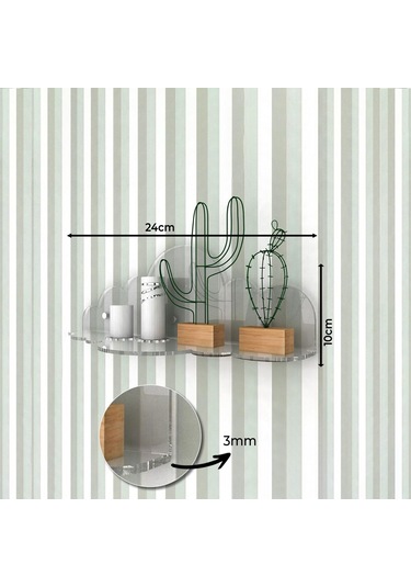 3'lü Çocuk Odası Bulut Pleksi Duvar Rafı 35x15 CM - 30x12 CM - 24x10 CM