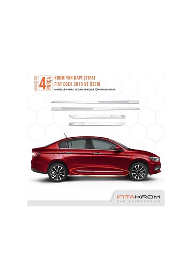 Fiat Egea Krom Yan Kapı Çıtası 4 Parça 2015 Ve Üzeri Sedan Uy