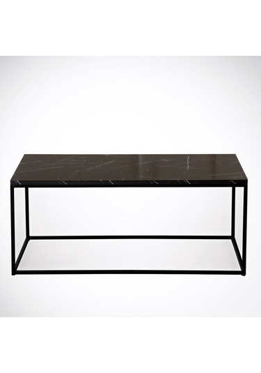 Cosco Siyah Mermer Orta Sehpa Metal & Orta Masa Royal/Metal Ayak