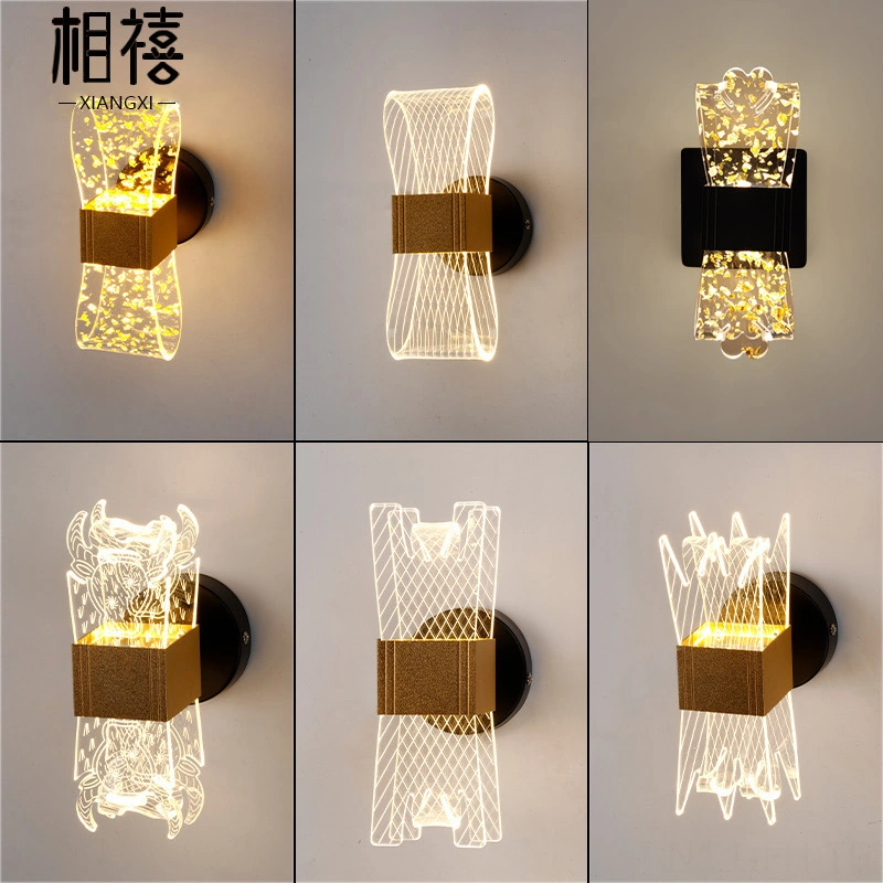 Folinda 18w Led Duvar Lambası - Akreplü Akrilik, 3 Renk Işık Beyaz/sıcak/neutral , B Modeli Tek Kafa Altın, Otel/ev Odası/ Koridor Dekoru Altın