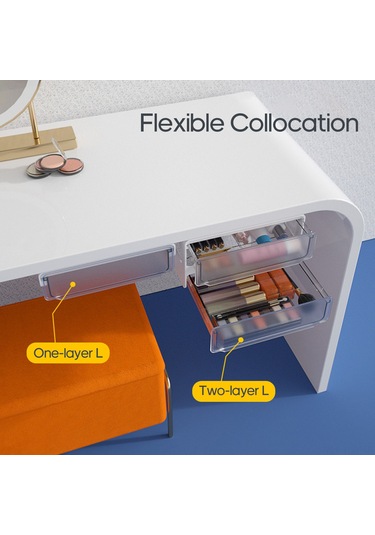 Tenfowee Masa Altı Gizli Çekmeceli Organizasyon Kutusu - Çift Katlı, Deliksiz, Siyah, Kompakt Tasarım Siyah