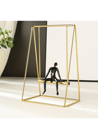 Suntek Salıncak Figürü Reçine Heykelcik Oturma Odası Soyut 24,5cmx37cm