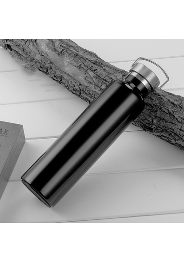 304 Vakumlu Paslanmaz Çelik Vakum Şişesi Çift Katmanlı Büyük Kapasiteli Dış Mekan Su Şişesi Dağcılık Spor Şişesi, Kapasite: 600ml Siyah